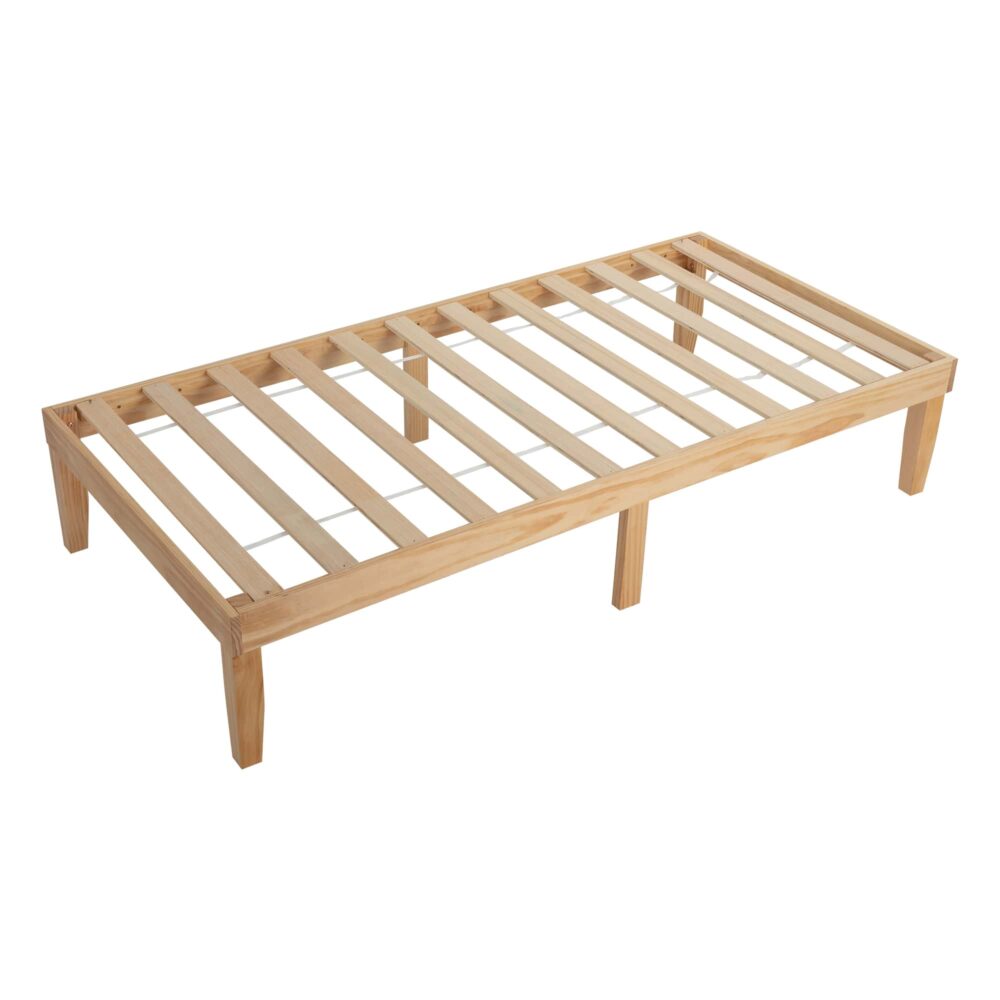 Single Size Warm Wooden Natural Bed Base Frame – King Single