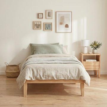 Single Size Warm Wooden Natural Bed Base Frame – Single - 0