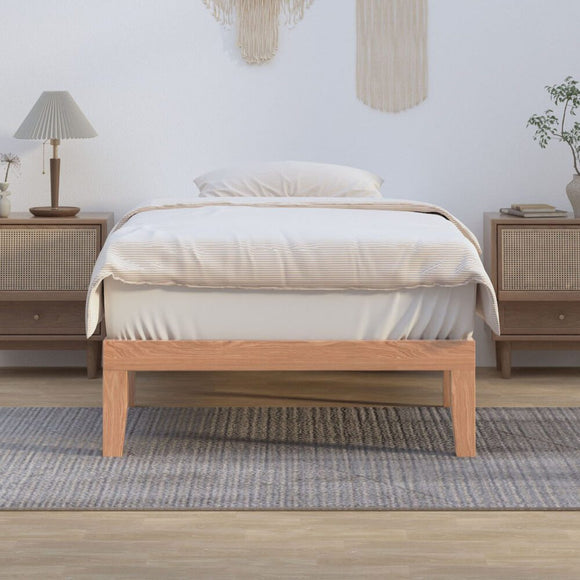 Single Size Warm Wooden Natural Bed Base Frame – Single