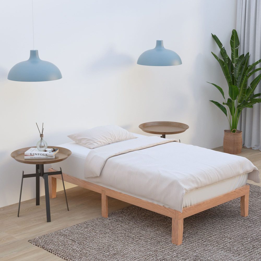 Single Size Warm Wooden Natural Bed Base Frame – Single - 0