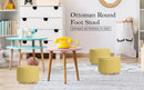 Fabric Ottoman Round Wooden Leg Foot Stool - MUSTARD YELLOW-2