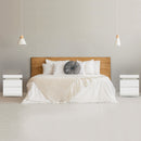 2X Bedside Table 2 Drawers RGB LED Bedroom Cabinet Nightstand Gloss AURORA WHITE-3