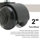 5X 2'' Twin Wheel Office Chair Casters - Slient Smooth, 11x22mm Stem-3