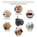 5X 2'' Twin Wheel Office Chair Casters - Slient Smooth, 11x22mm Stem-8