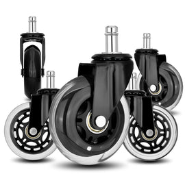 5X 3'' Rollerblade Style Wheels Office Chair Casters - Slient Smooth, 11x22mm Stem