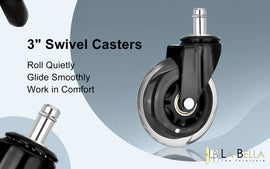 5X 3'' Rollerblade Style Wheels Office Chair Casters - Slient Smooth, 11x22mm Stem - 0