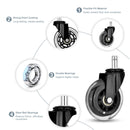 5X 3'' Rollerblade Style Wheels Office Chair Casters - Slient Smooth, 11x22mm Stem-4