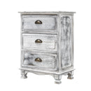Bedside Table 3 Drawer Vintage Side Table Storage Cabinet Bedroom CLARA GREY-1