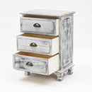 2X Bedside Table 3 Drawer Vintage Side Table Storage Cabinet Bedroom CLARA GREY-2