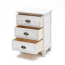 2X Bedside Table 3 Drawer Vintage Side Table Storage Cabinet Bedroom CLARA WHITE-3
