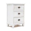 2X Bedside Table 3 Drawer Vintage Side Table Storage Cabinet Bedroom CLARA WHITE-6
