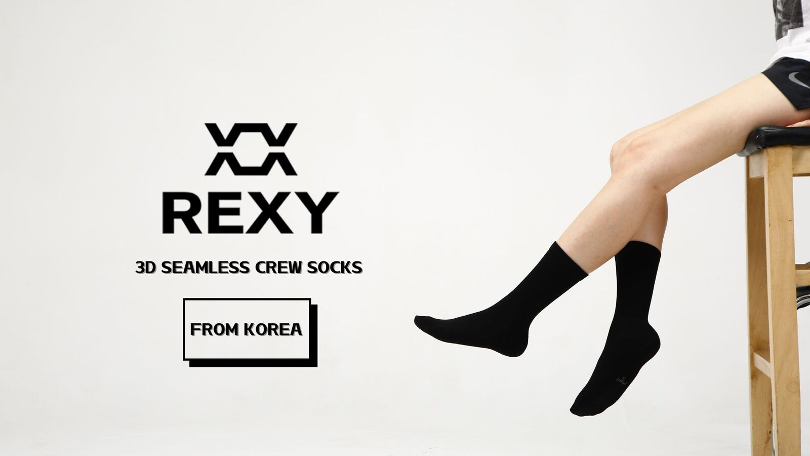 5X Rexy 3D Seamless Crew Socks Large Slim Breathable BLACK