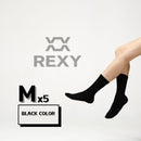5X Rexy 3D Seamless Crew Socks Medium Slim Breathable BLACK-3