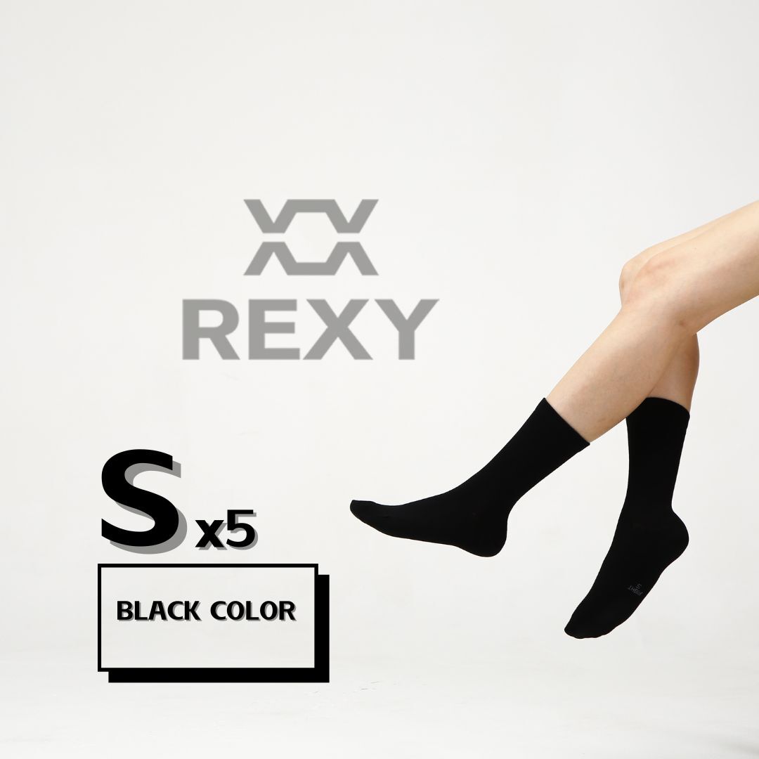 5X Rexy 3D Seamless Crew Socks Small Slim Breathable BLACK