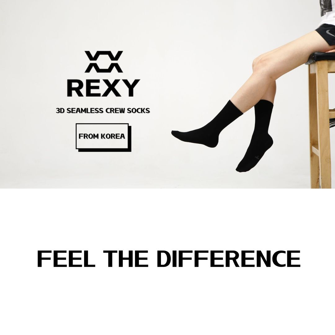 5X Rexy 3D Seamless Crew Socks Small Slim Breathable BLACK