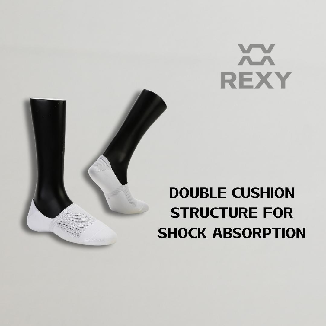 3X Rexy Cushion No Show Ankle Socks Small Non-Slip Breathable WHITE