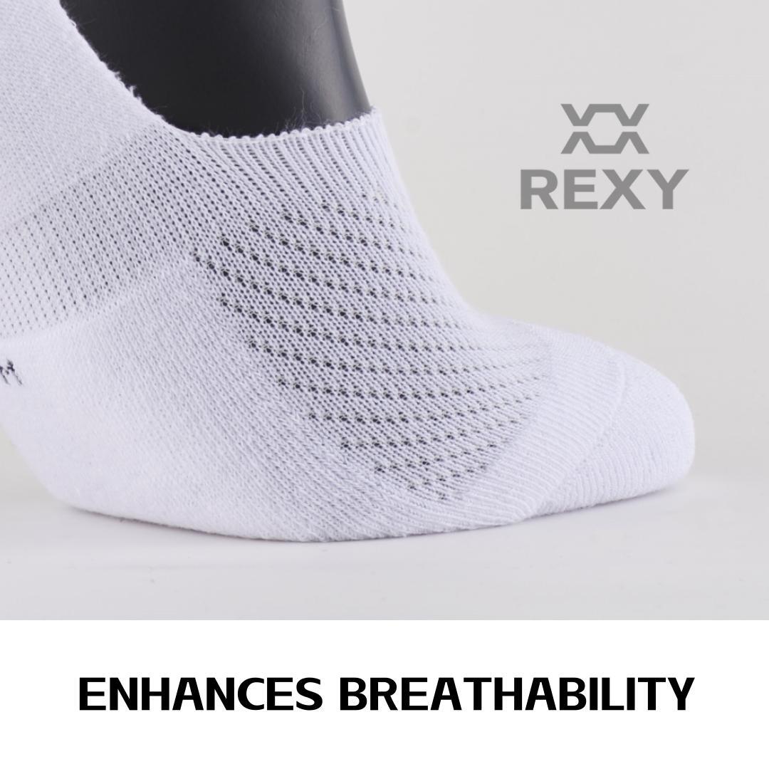 3X Rexy Cushion No Show Ankle Socks Small Non-Slip Breathable WHITE