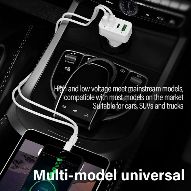 4-Port Car Charger (2 Ports PD + 2 Ports QC3.0 ) White