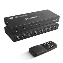 Simplecom CM317 7-Port HDMI 2.0 Switch with Remote 7 IN 1 OUT Splitter HDCP 2.2 4K@60Hz