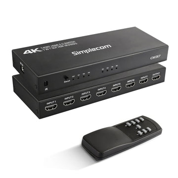 Simplecom CM317 7-Port HDMI 2.0 Switch with Remote 7 IN 1 OUT Splitter HDCP 2.2 4K@60Hz