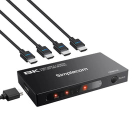 Simplecom CM324v2 4-Port HDMI 2.1 Switch with Remote 4 IN 1 OUT Splitter HDCP 2.3 8K@60Hz - 0