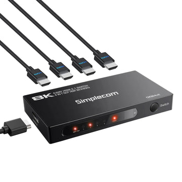 Simplecom CM324v2 4-Port HDMI 2.1 Switch with Remote 4 IN 1 OUT Splitter HDCP 2.3 8K@60Hz - 0