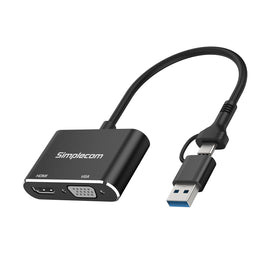Simplecom DA326C USB 3.0 and USB-C to HDMI + VGA Video Card Adapter Full HD 1080p - 0