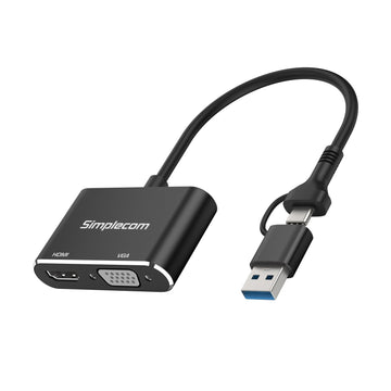 Simplecom DA326C USB 3.0 and USB-C to HDMI + VGA Video Card Adapter Full HD 1080p - 0