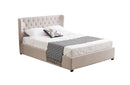 Cambridge Tan Beige Linen Tufted Bed - king-1