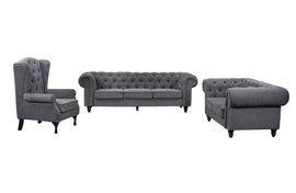Chesterfield Tufted Lounge Set - Charcoal Grey