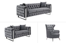 Madeline Range - Dark Grey Velvet 3+2+1 - Silver Trims-1