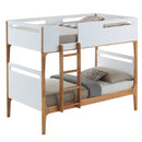 Baby Rose Single Bunk Bed Frame Solid Rubber Timber Wood Loft Furniture - White-1