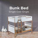 Baby Rose Single Bunk Bed Frame Solid Rubber Timber Wood Loft Furniture - White-3