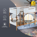 Baby Rose Single Bunk Bed Frame Solid Rubber Timber Wood Loft Furniture - White-5