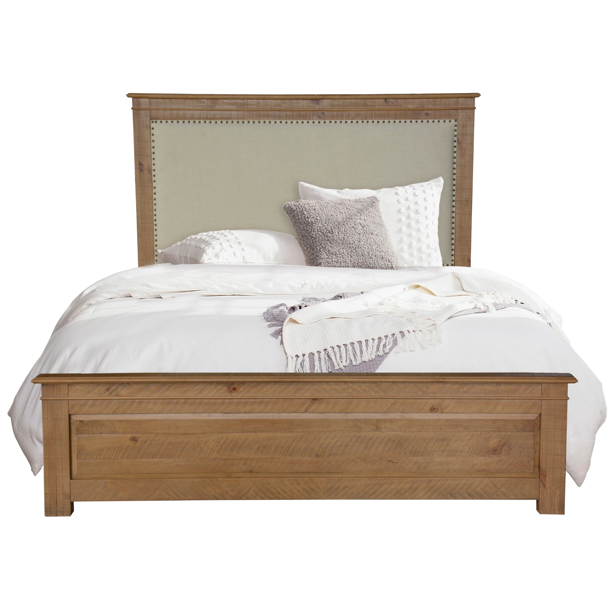 Jade Queen Size Bed Frame French Provincial Style Timber Mattress Base - Natural - 0