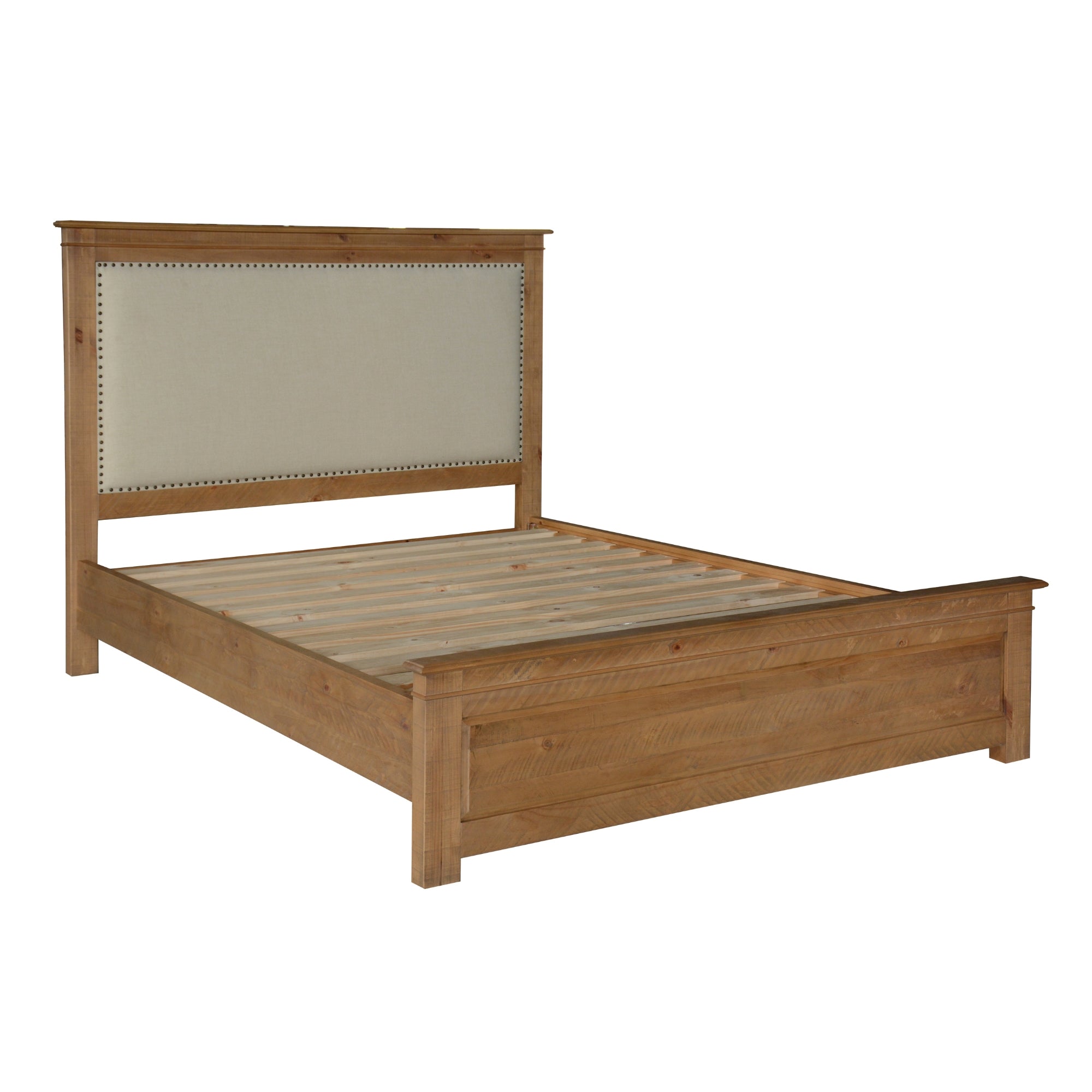 Jade Queen Size Bed Frame French Provincial Style Timber Mattress Base - Natural