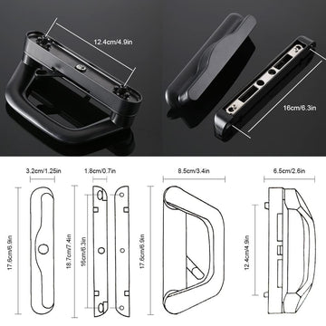 Sliding Patio Door Handle Set Mortise Lock Suitable for Sliding Glass Patio Door Black - 0
