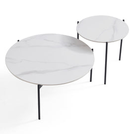 Interior Ave - Bianco Nested Coffee Table Set - White Marble Stone - 0