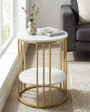 Interior Ave Cleo Gold Two Shelf Stone Side Table-2