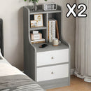 2x Bedside table pair with drawers, eco-friendly, modern design, curved sides-1
