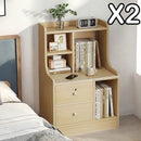 2x bedside table set wooden drawers lockable storage bedroom furniture-1