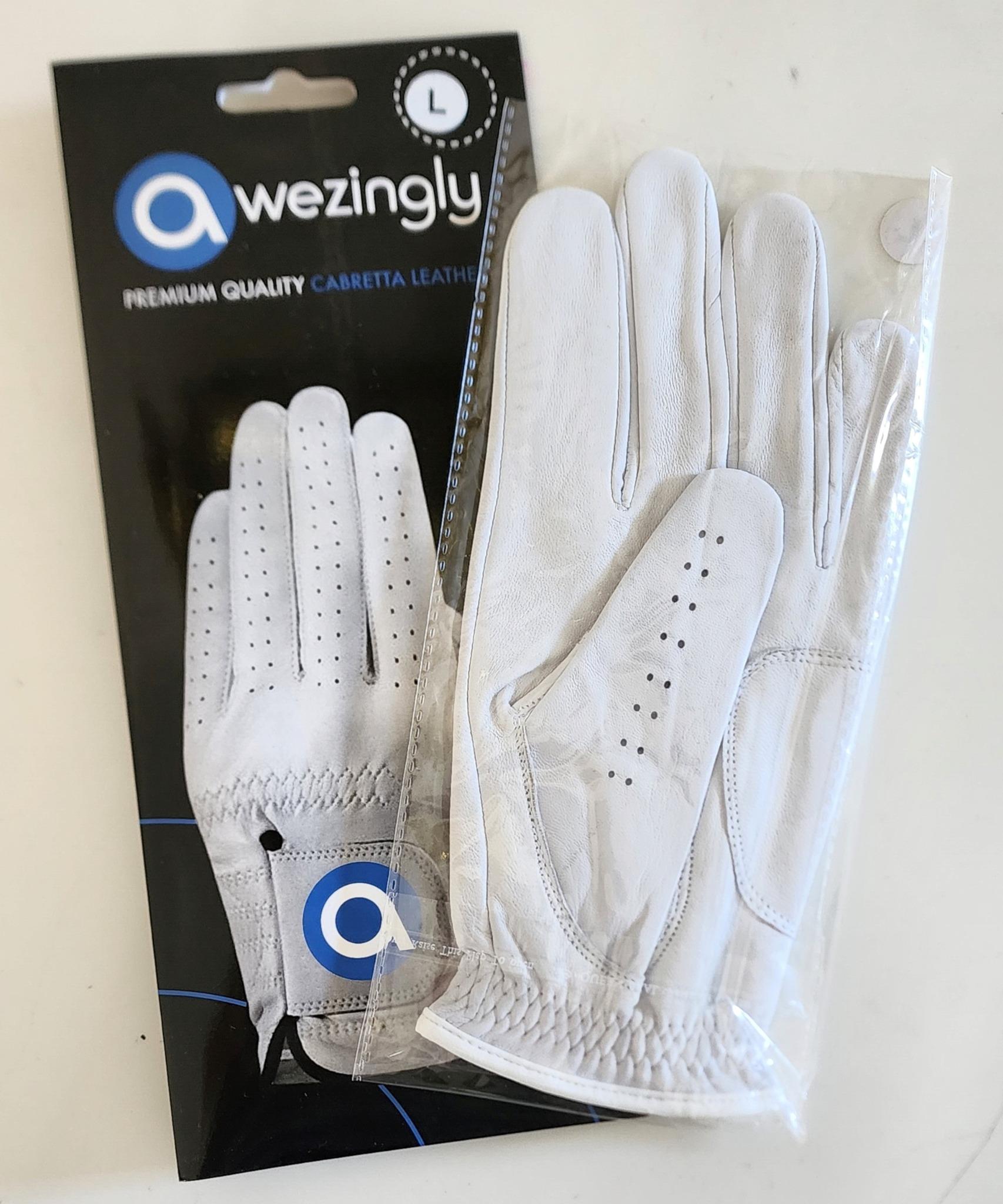 Awezingly Premium Quality Cabretta Leather Golf Glove for Men - White (M)