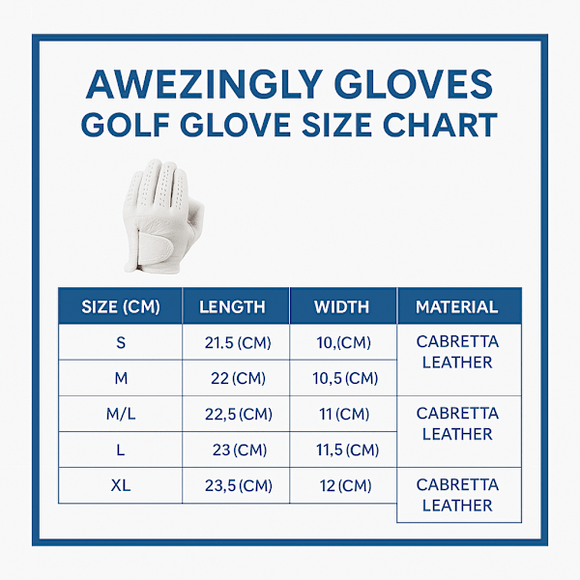 Awezingly Premium Quality Cabretta Leather Golf Glove for Men - White (M)