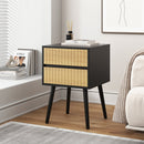 Oslo Bedside Table with 2 Drawer in Black & Natural-3