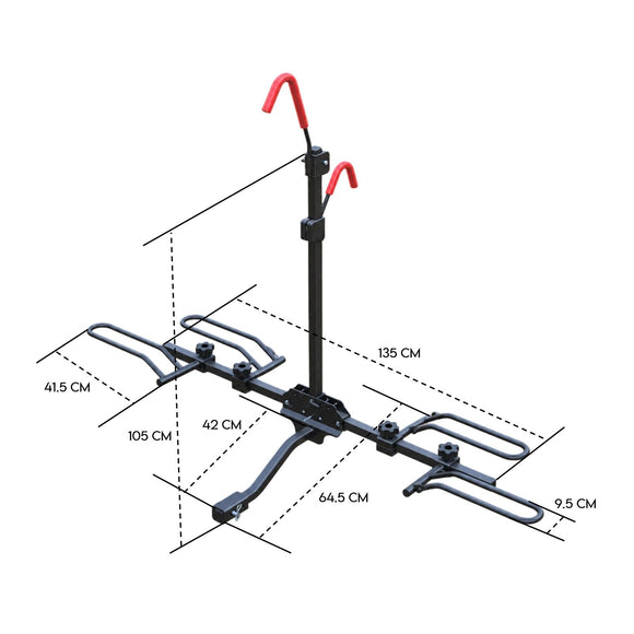 2 Bicycle Bike Rack Rear Car Carrier 2" Hitch Mount Platform Foldable