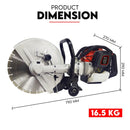 Petrol Demolition Saw 75CC Concrete Cut Off Wet Demo Road Cutter Brick 350MM-8