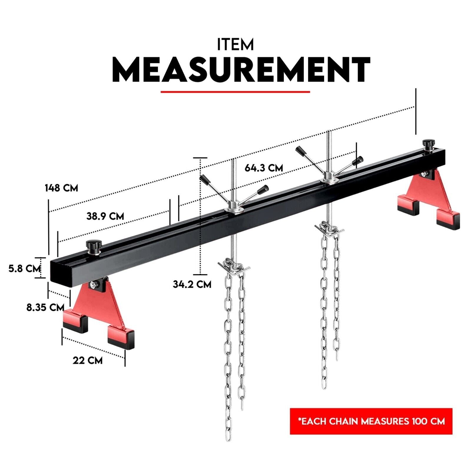 Engine Support Bar Engine Load Leveler 1100 Lbs Transmission w/ Dual Hook - 0