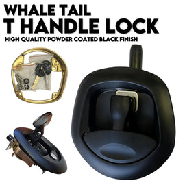 Black Whale Tail T Handle Lock Latch/Compression Lock Trailer Ute Toolbox