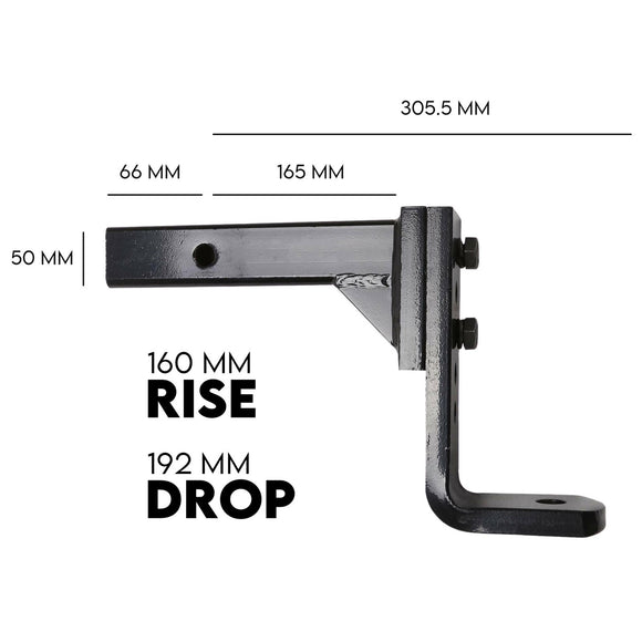 Adjustable Tow Bar Hitch Black Towbar Ball