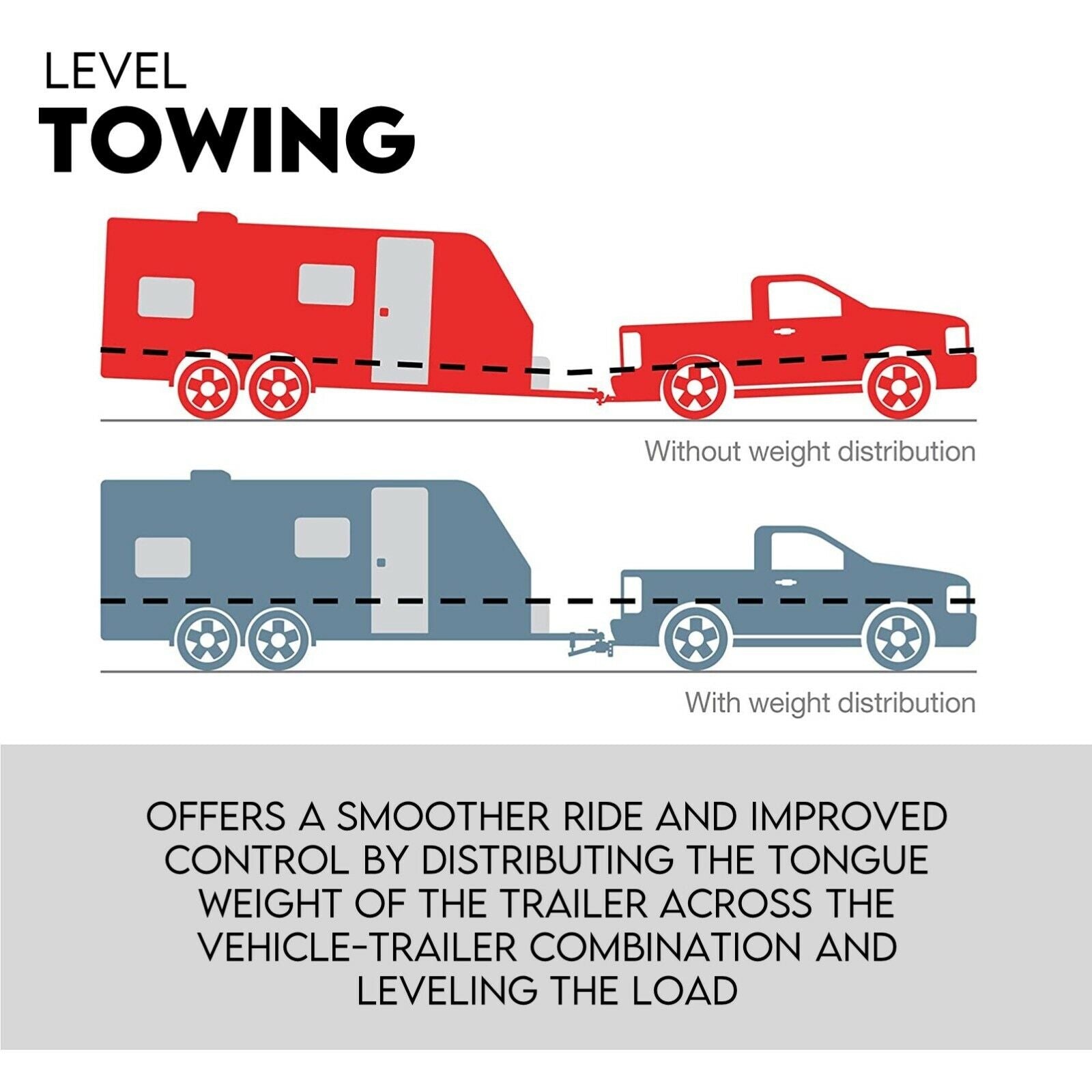 Weight Distribution Hitch System Load Leveller Caravan Anti Sway Bars 800Lb - 0